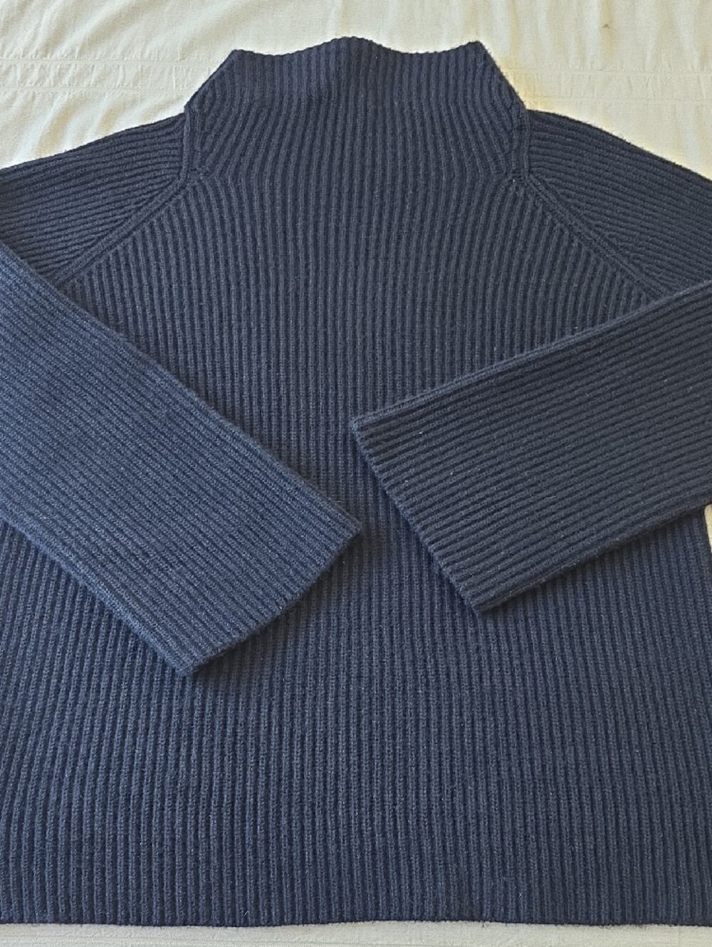 Vince Navy Button Sleeve Wool Cashmere Funnel Neck Sweater Size Large - Picture 10 of 13